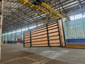 Nexus Communities pod under construction at the Ford Factory in Geelong showcasing sustainable housing innovation.